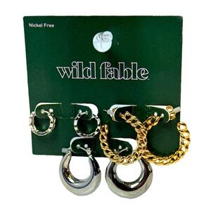 Wild Fable Gold and Silver Textured Hoop Earrings Multi Pack Set